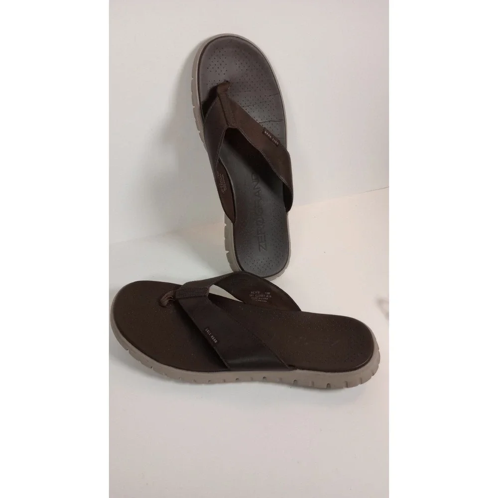 Cole Haan Zerogrand Thong Sandals Brown Leather Mens 10M C23981